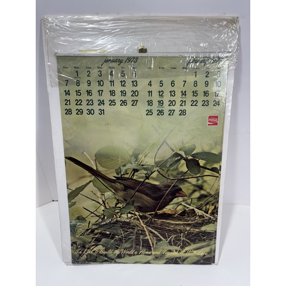 1973 Coca Cola Coke Advertising Calendar Bird Vintage Original‎ Rare
